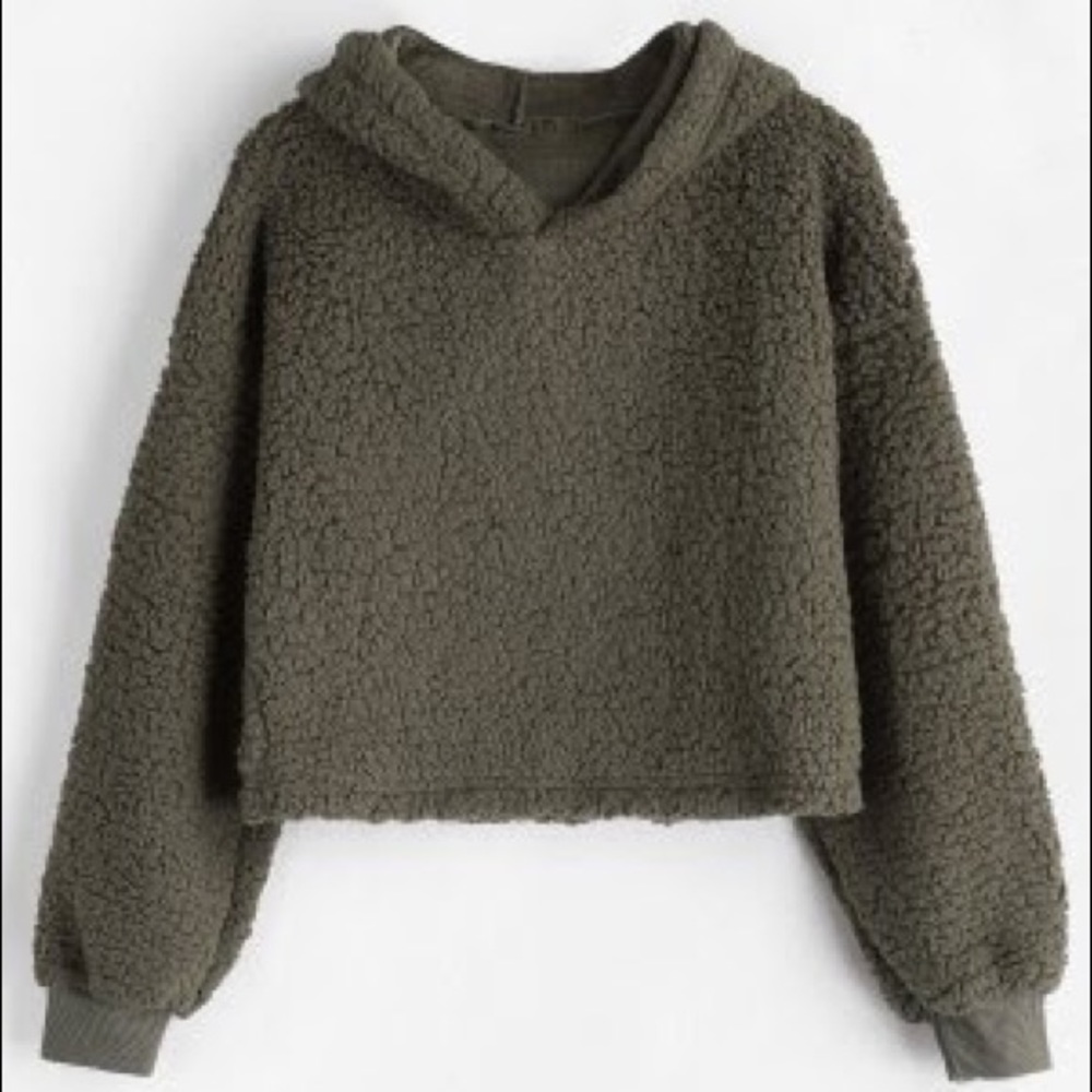 ZAFUL Green Fuzzy Cropped Sweater
